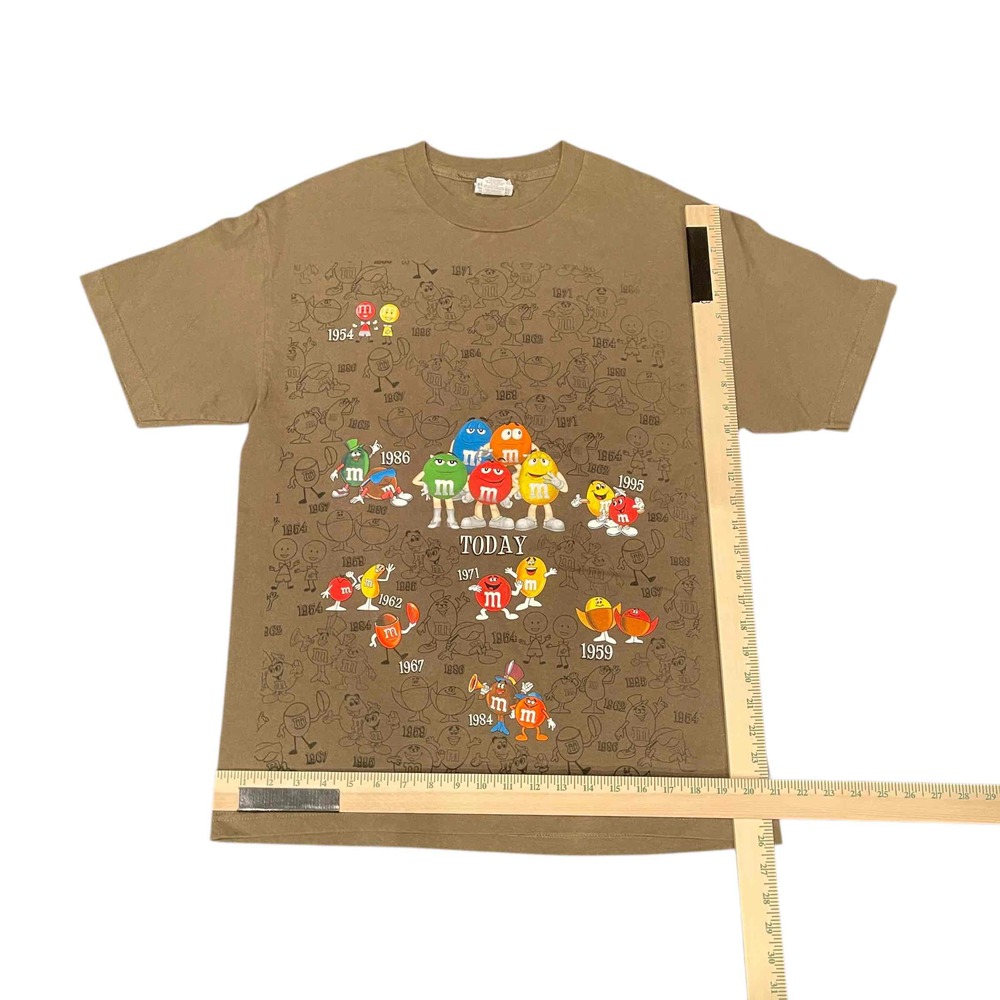 M&Ms Brown Graphic Tee Shirt Mens Large Short Sleeve 100% Cotton
